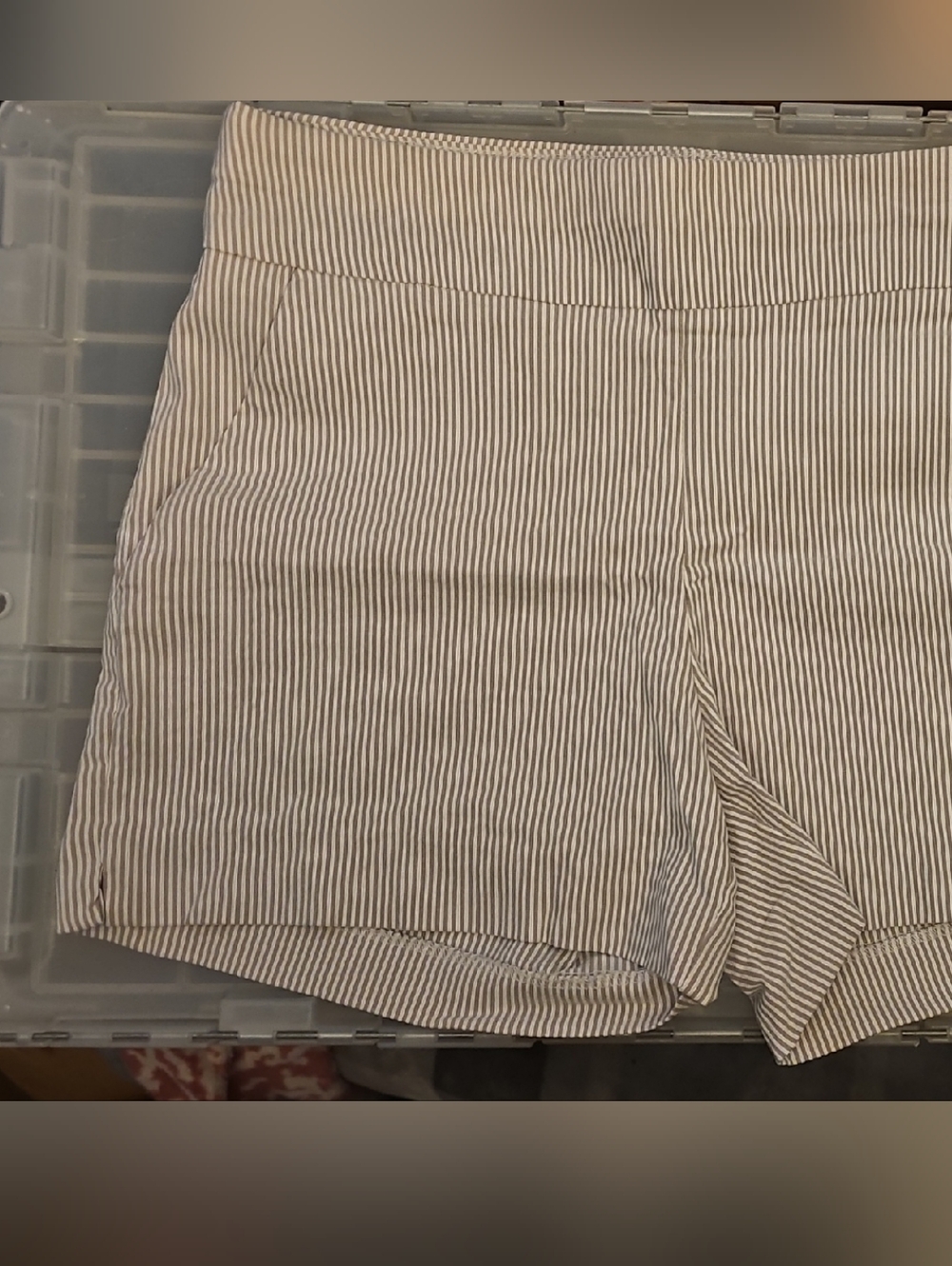 Striped High-Waist Shorts - Cream & Taupe